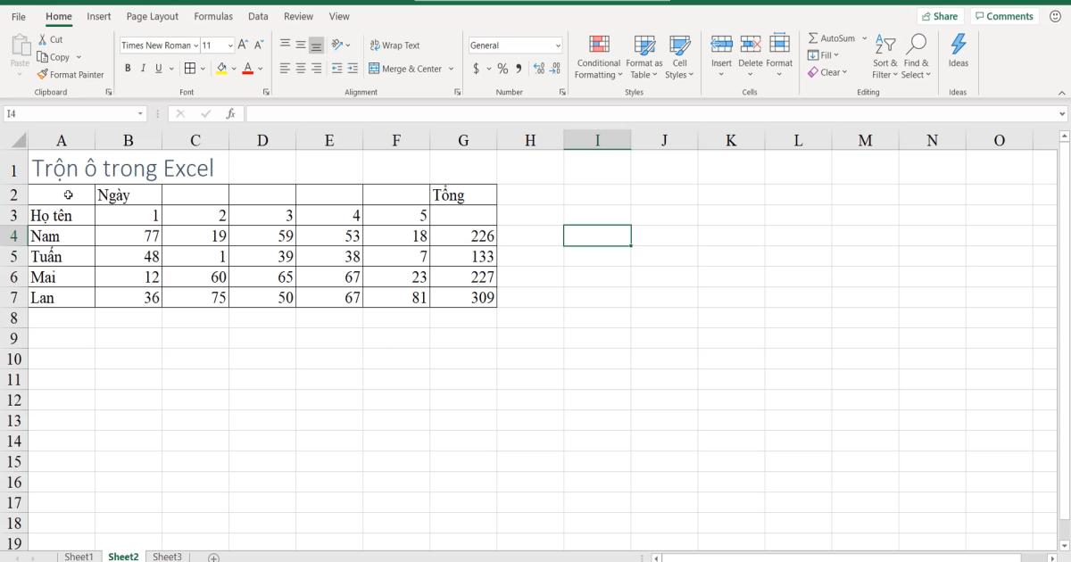 Cách sử dụng kỹ thuật trộn ô trong Excel (Merger & Center)