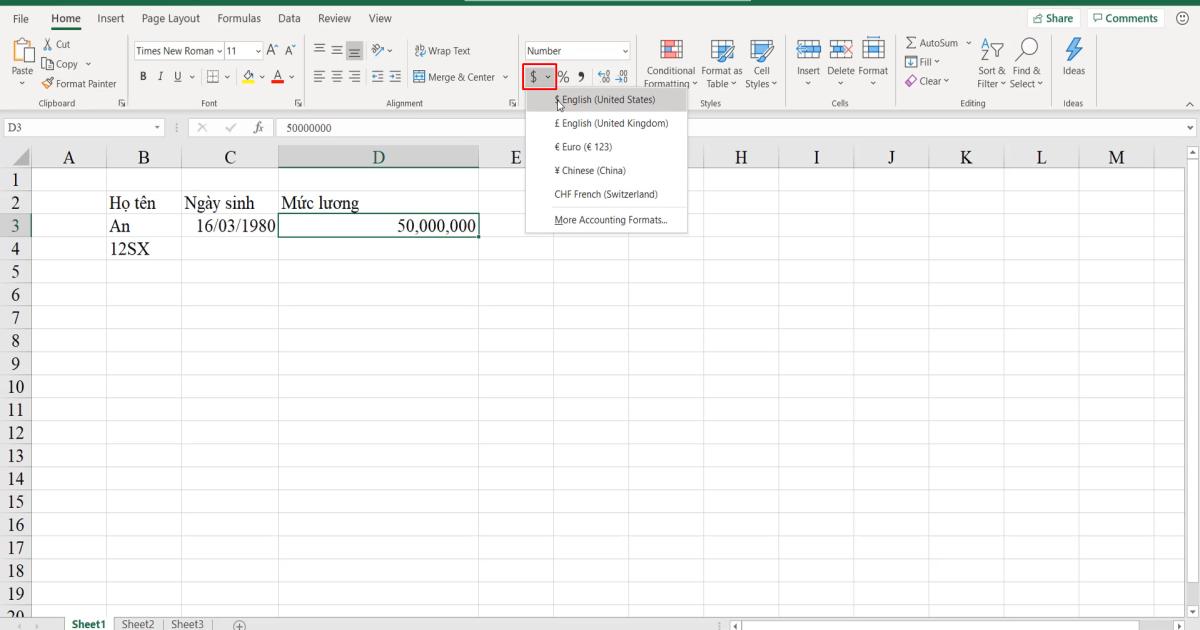 Giới thiệu về các kiểu dữ liệu mẫu thường sử dụng trong Excel