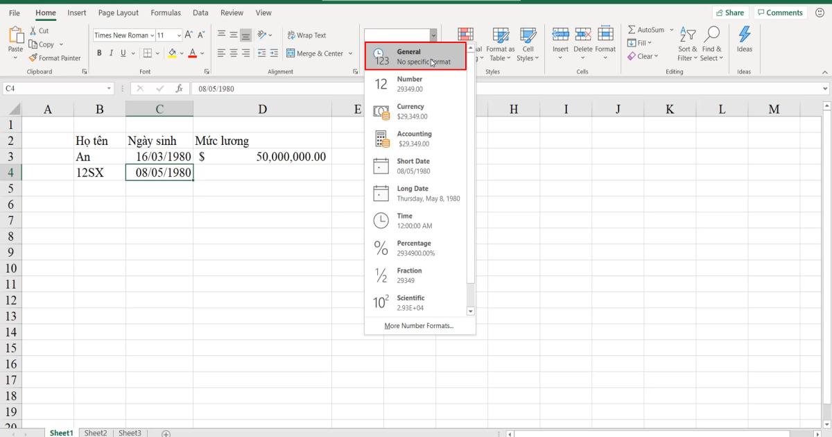 Giới thiệu về các kiểu dữ liệu mẫu thường sử dụng trong Excel