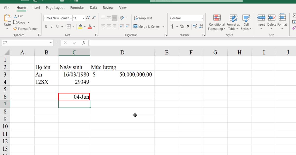 Giới thiệu về các kiểu dữ liệu mẫu thường sử dụng trong Excel