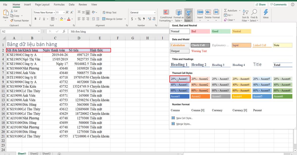 Thế nào là bảng dữ liệu Excel? Các thành phần của bảng dữ liệu Excel