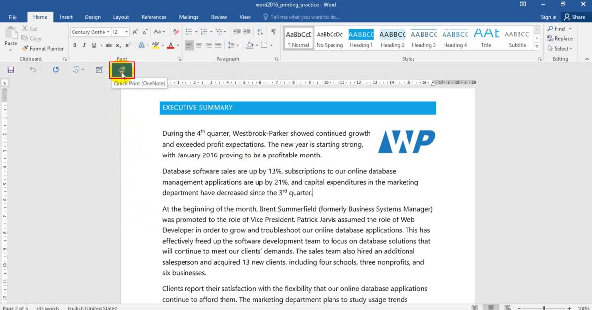 cài đặt Quick Access Toolbar