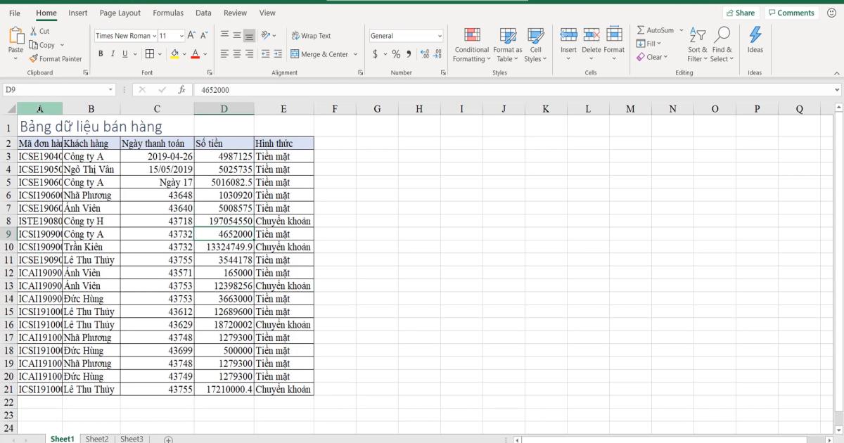 Thế nào là bảng dữ liệu Excel? Các thành phần của bảng dữ liệu Excel
