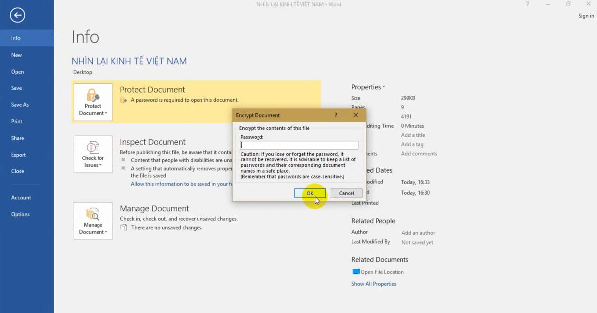 Hoàn tất bỏ mật khẩu cho tài liệu Word