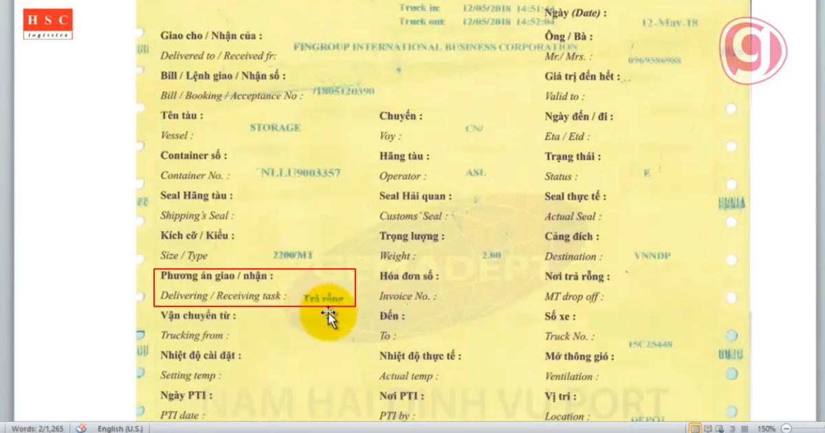 Phôi phiếu EIR là gì? Cách khai phôi phiếu EIR tại cảng