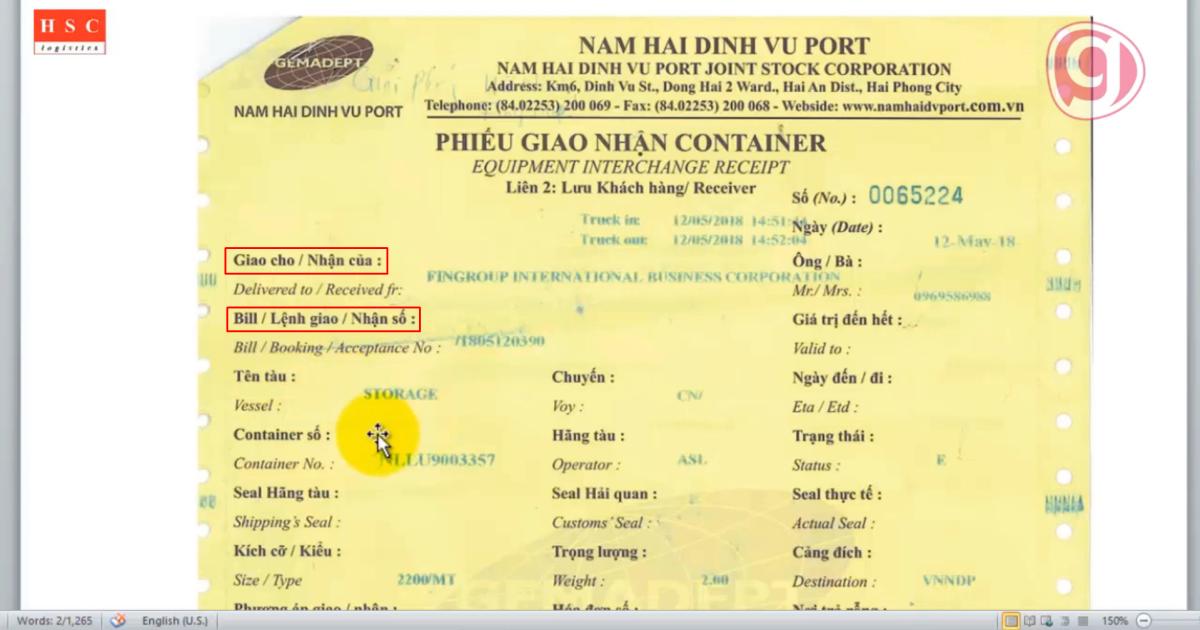 Phôi phiếu EIR là gì? Cách khai phôi phiếu EIR tại cảng