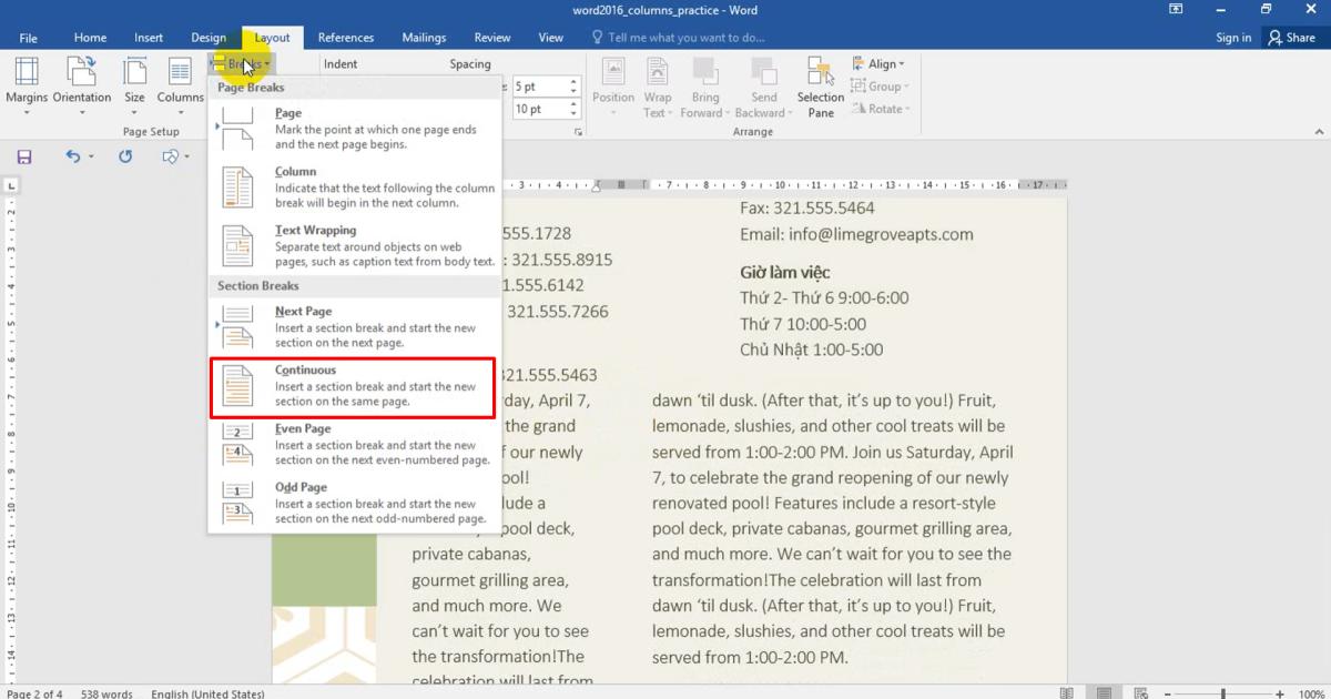 Cách trình bày văn bản theo dạng cột theo trang báo trong Word