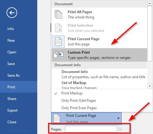Cách in một trang, in nhiều trang, in trang bất kỳ trong Word