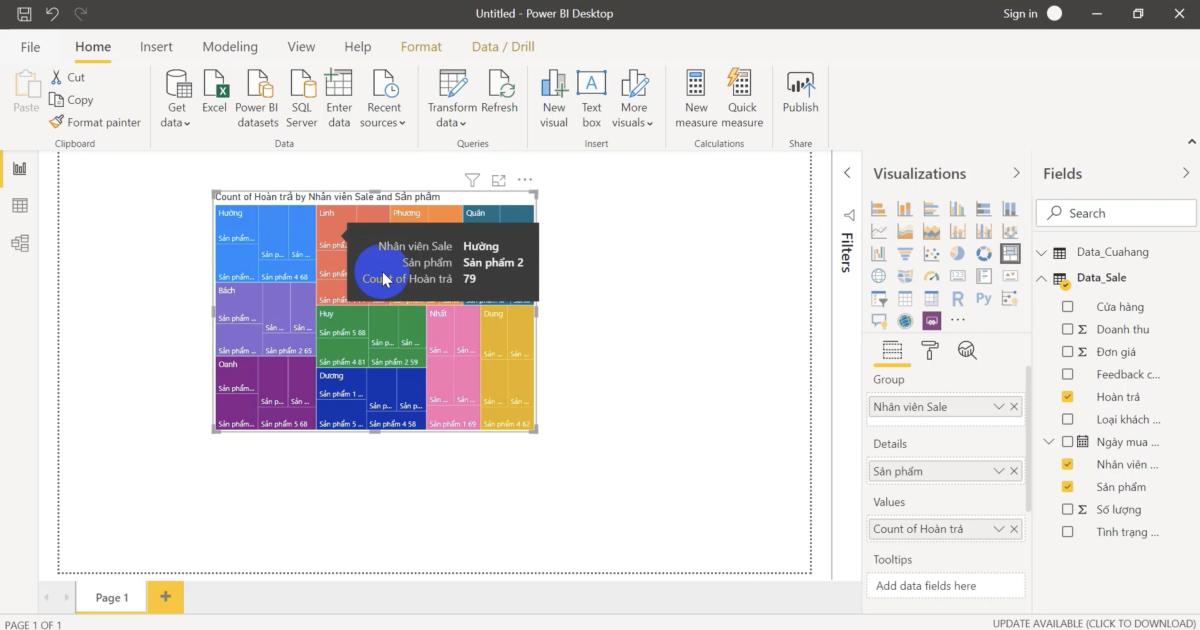 Cách tạo và sử dụng biểu đồ TreeMap hiệu quả trong PowerBI