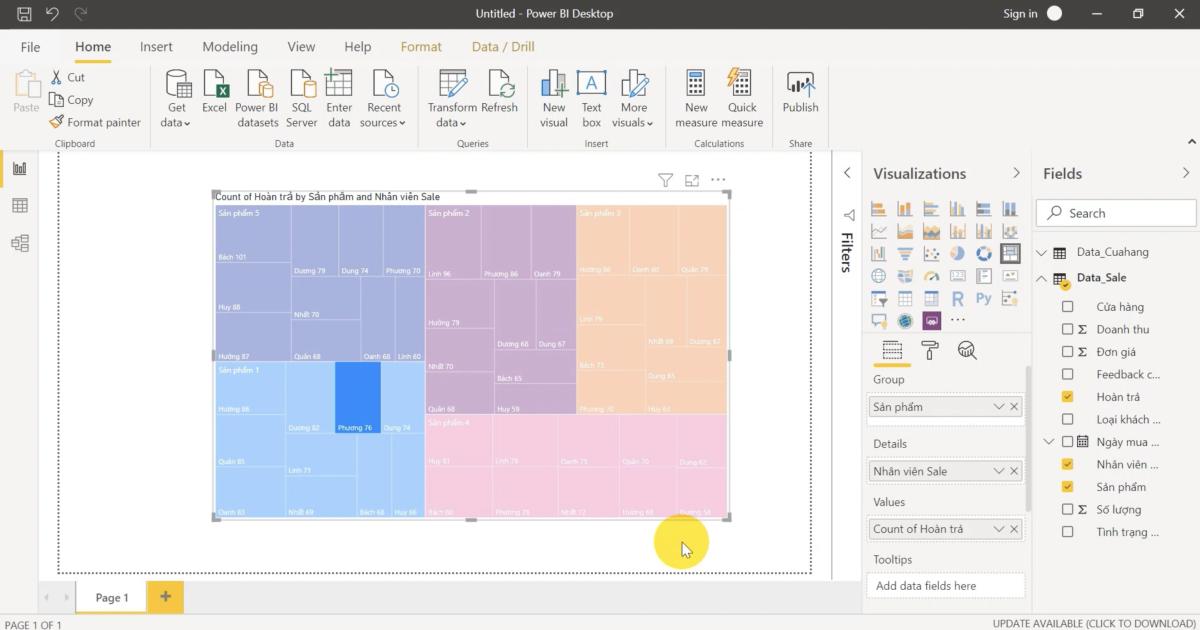 Cách tạo và sử dụng biểu đồ TreeMap hiệu quả trong PowerBI