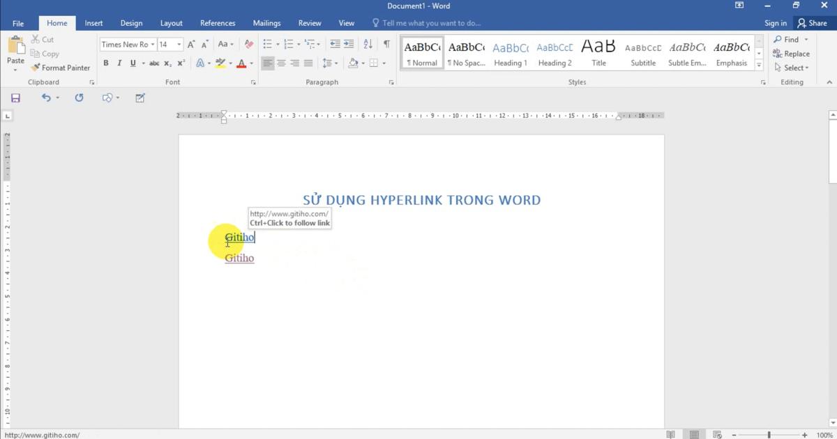 cách tạo hyperlink trong word