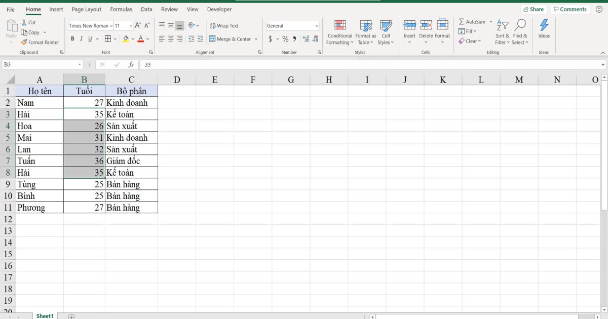 Các thông tin bổ trợ trên màn hình giúp Excel làm việc hiệu quả hơn