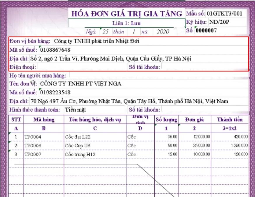 Những thành phần xuất hiện trong hóa đơn giá trị gia tăng (VAT)