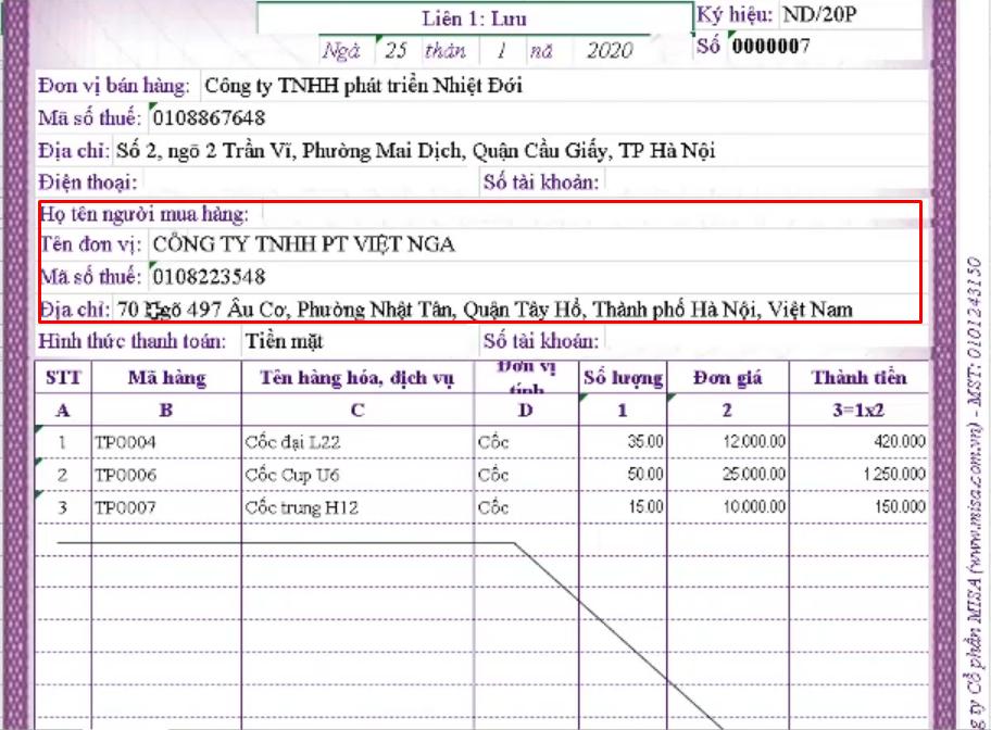 Những thành phần xuất hiện trong hóa đơn giá trị gia tăng (VAT)