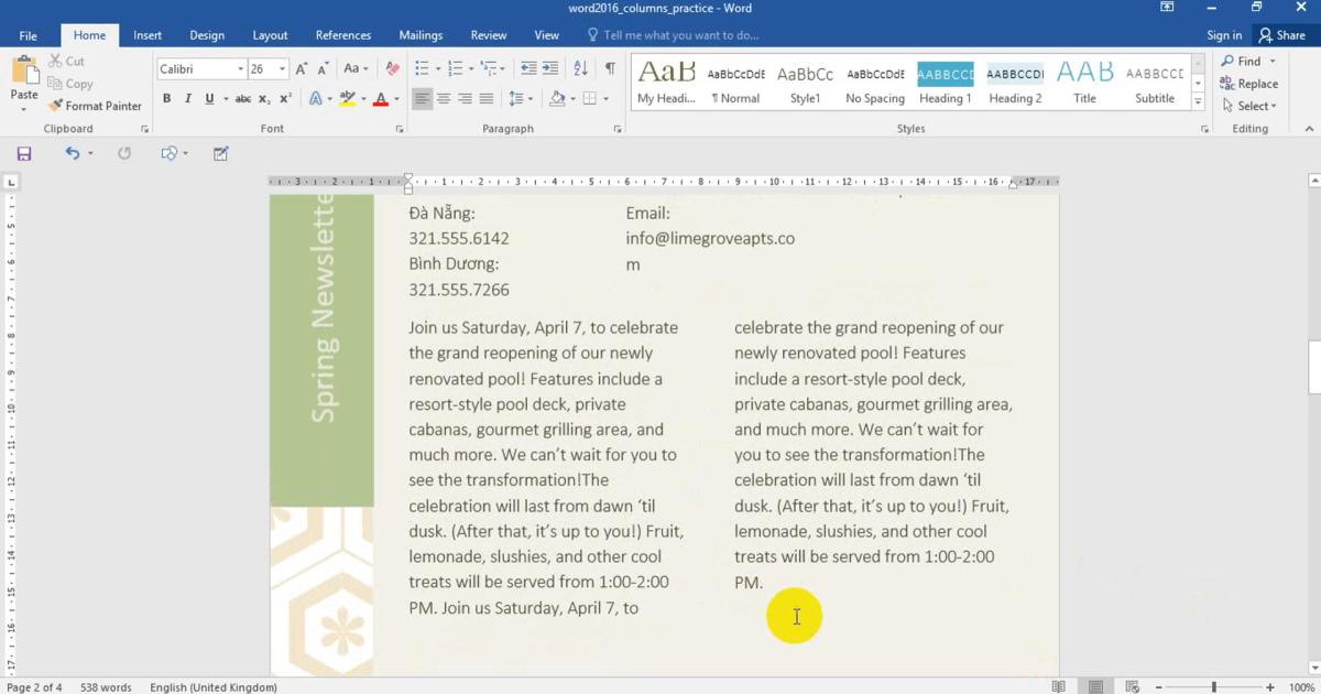 Cách trình bày văn bản theo dạng cột theo trang báo trong Word