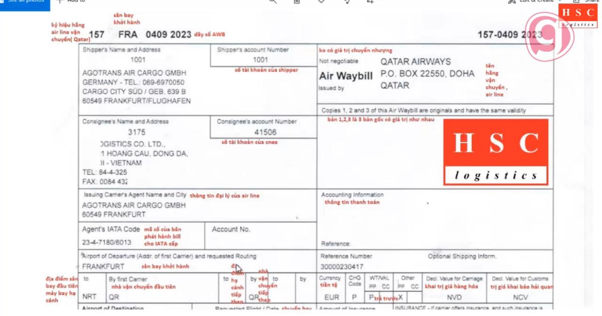 Airway Bill đối với lô hàng Air trong xuất nhập khẩu
