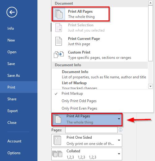 Cách in một trang, in nhiều trang, in trang bất kỳ trong Word