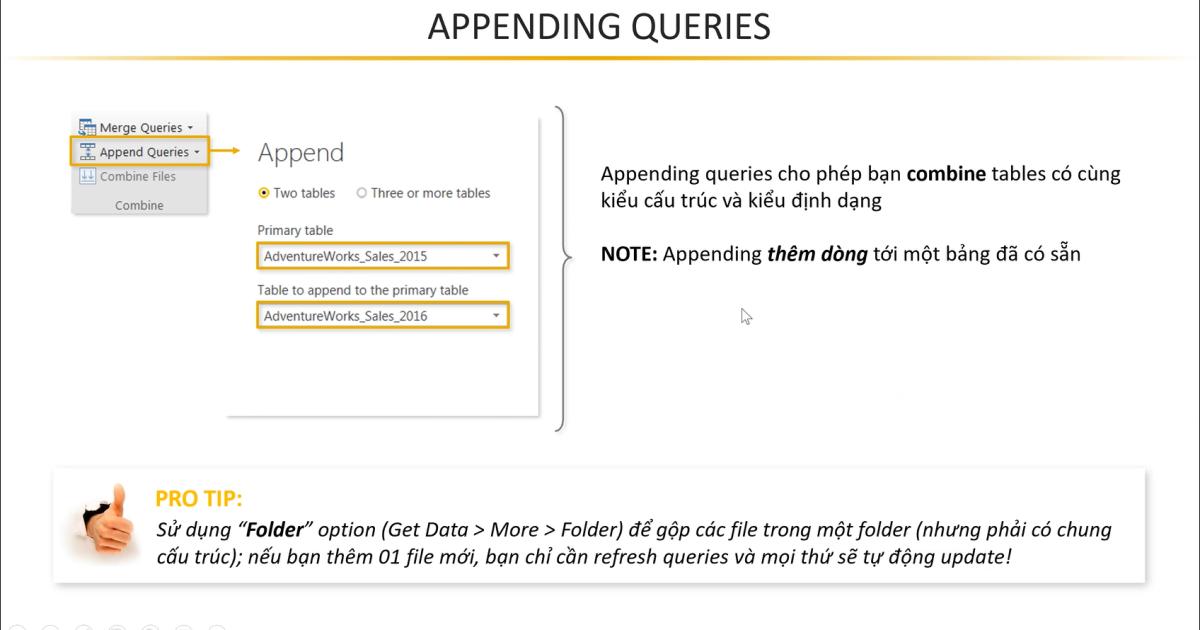 Cách gộp (Merging Queries) và tách Queries trong PowerBI