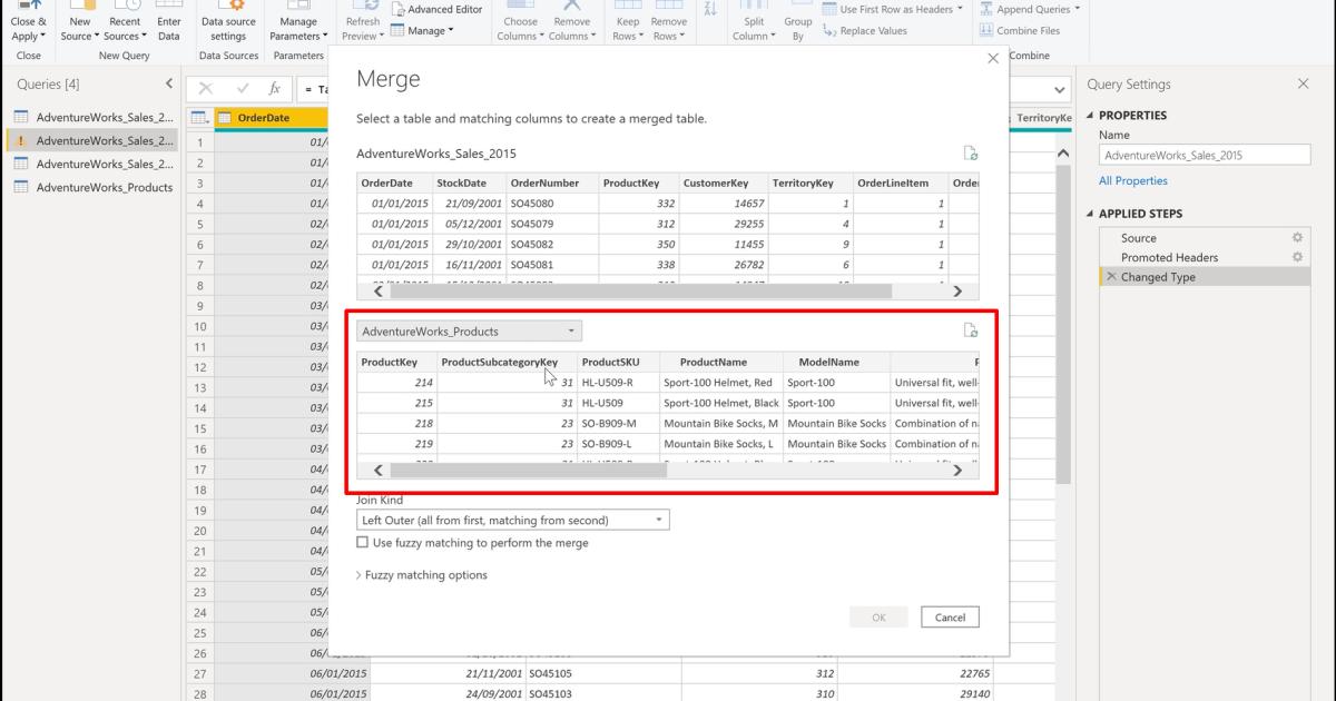 Cách gộp (Merging Queries) và tách Queries trong PowerBI