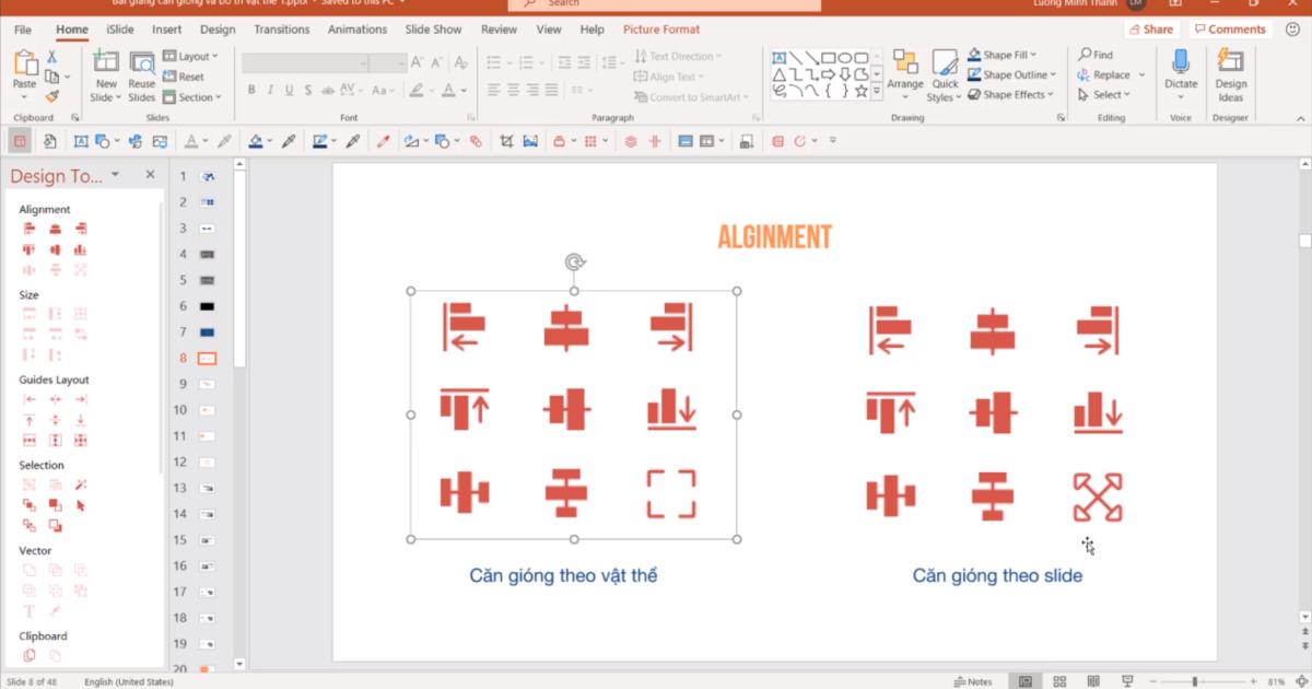 Căn gióng tự động trong Powerpoint