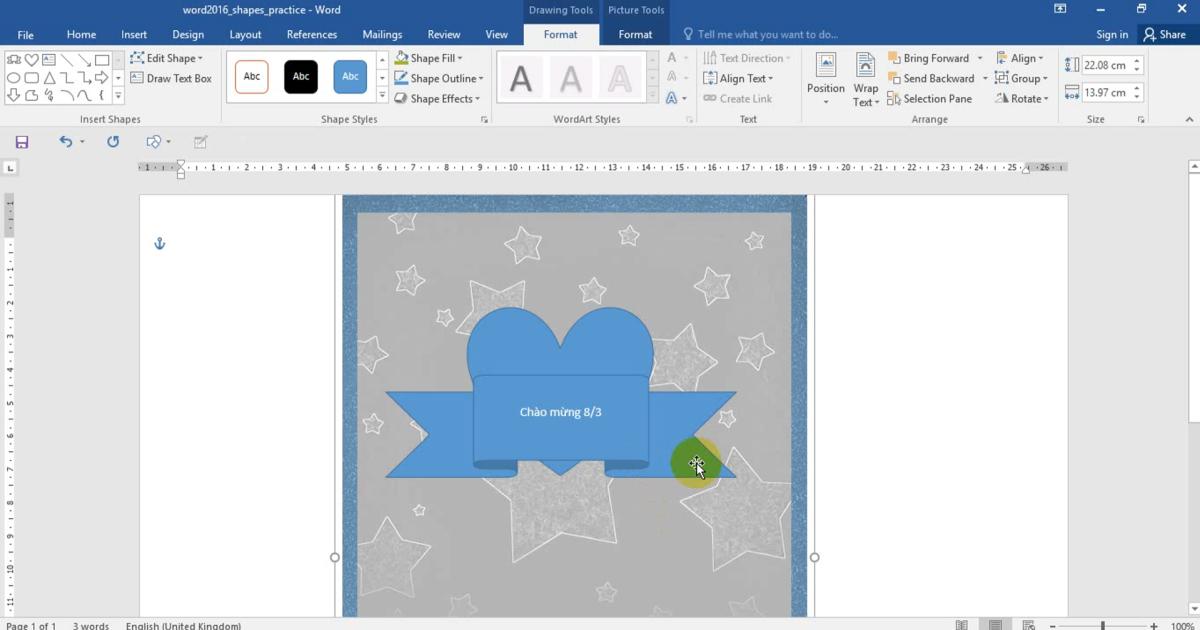 Thao tác chèn, định dạng và chỉnh sửa Shape trong Word