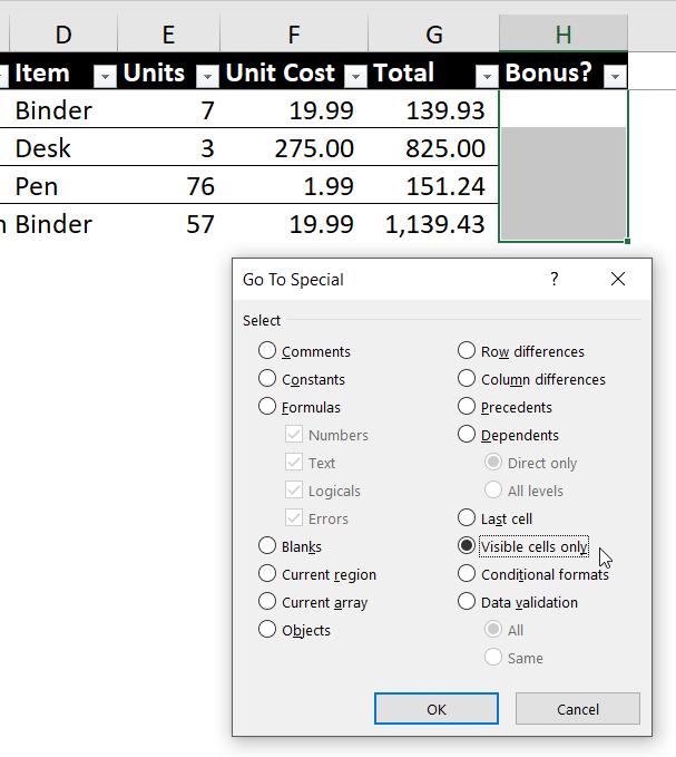 Cách dán dữ liệu hoặc điền công thức vào ô trong Excel mà không bị ẩn