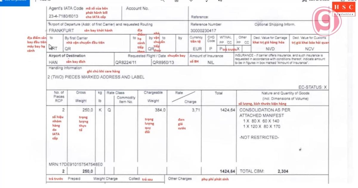 Airway Bill đối với lô hàng Air trong xuất nhập khẩu