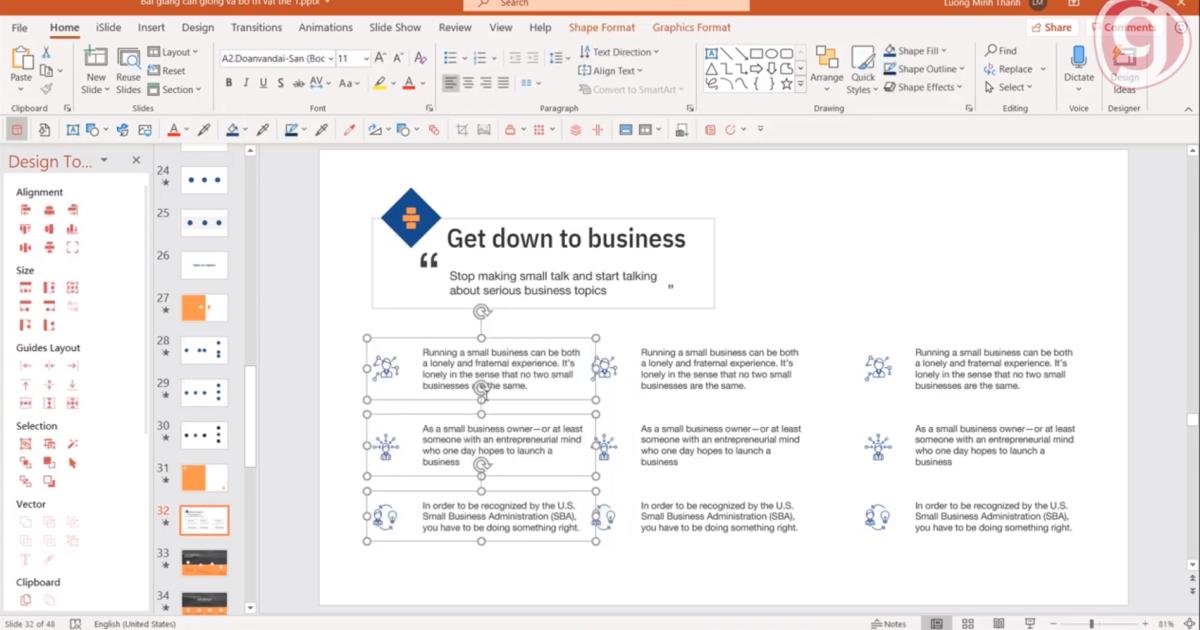 Căn gióng tự động trong Powerpoint