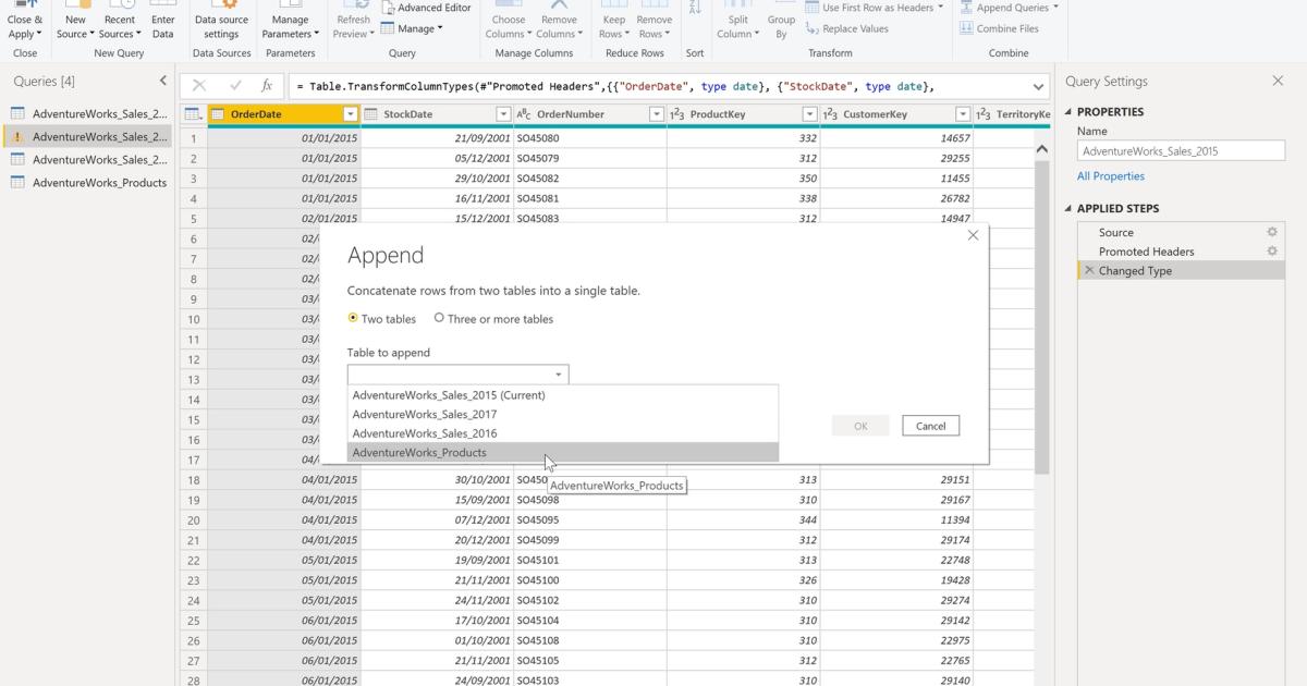Cách gộp (Merging Queries) và tách Queries trong PowerBI