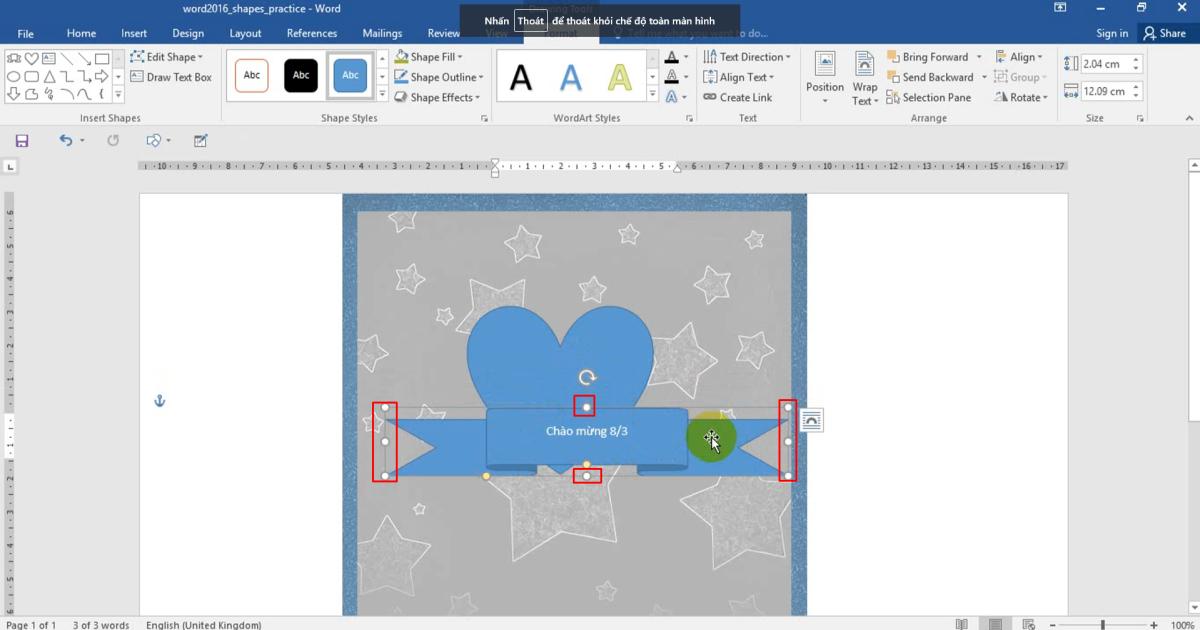 Thao tác chèn, định dạng và chỉnh sửa Shape trong Word