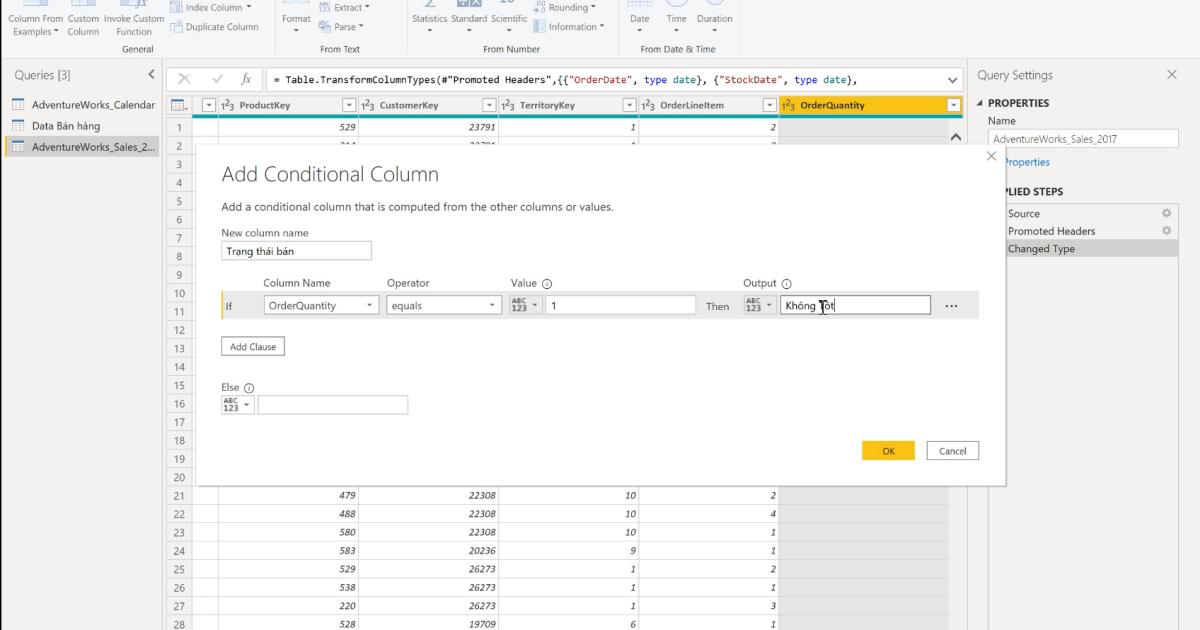 Cách thêm Index và Conditional Column khi xử lý dữ liệu với PowerBI