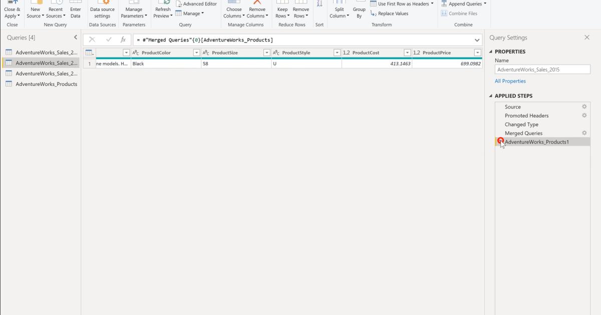 Cách gộp (Merging Queries) và tách Queries trong PowerBI