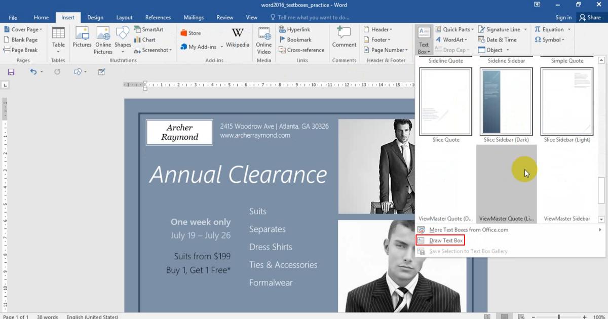 Thao tác Chèn Hộp văn bản - Text Box trong soạn thảo văn bản Word