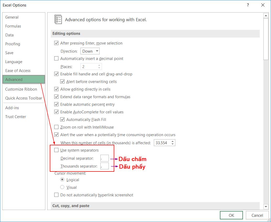 Cách đổi dấu phẩy sang dấu chấm phẩy trong công thức Excel
