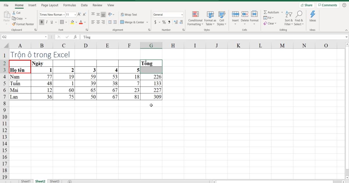 Cách sử dụng kỹ thuật trộn ô trong Excel (Merger & Center)
