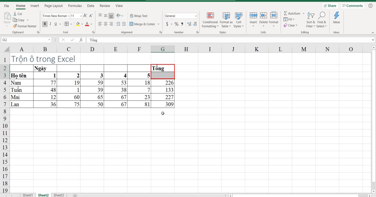 Cách sử dụng kỹ thuật trộn ô trong Excel (Merger & Center)