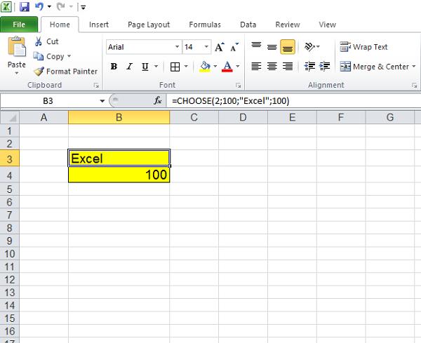 lệnh choose trong excel
