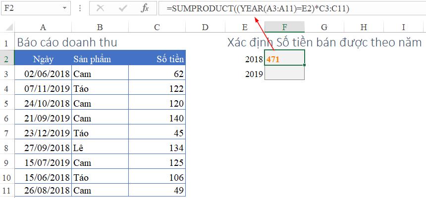 Cách sử dụng hàm YEAR để lập báo cáo theo năm trong Excel