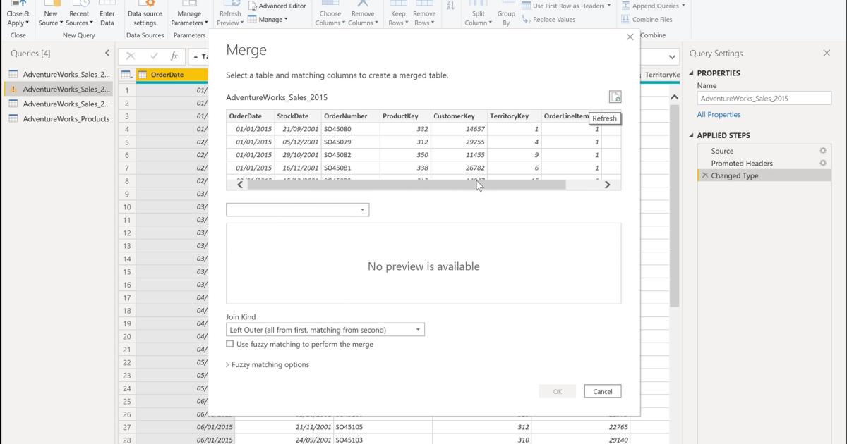 Cách gộp (Merging Queries) và tách Queries trong PowerBI