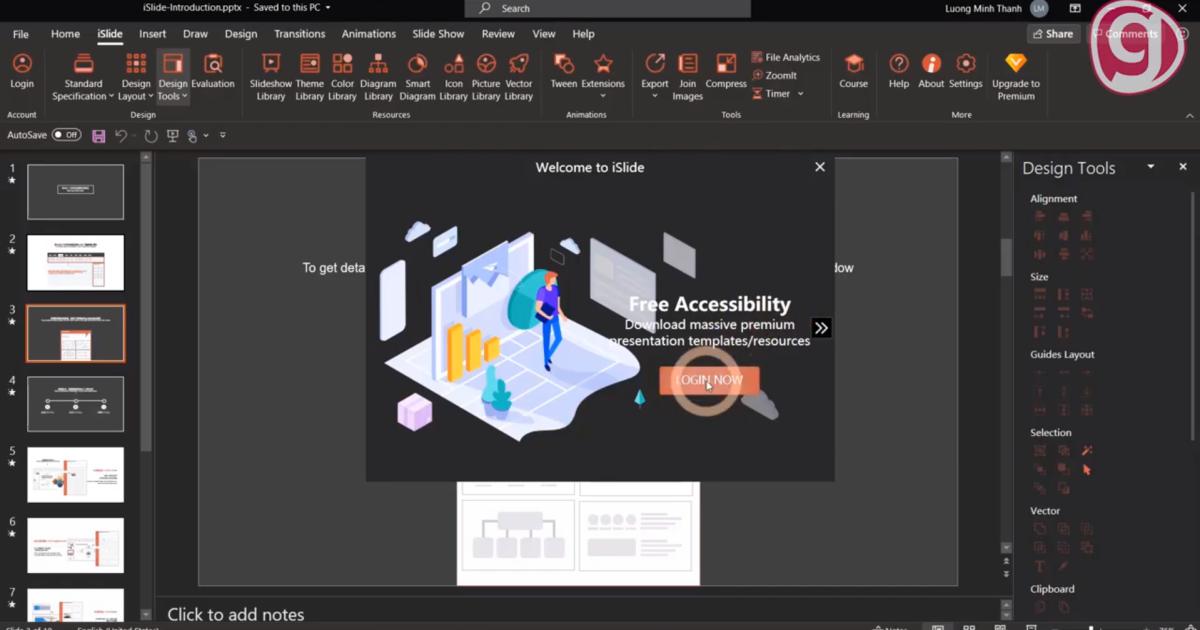 Hướng dẫn cài đặt công cụ Islide và các khắc phục lỗi iSlide không hiện