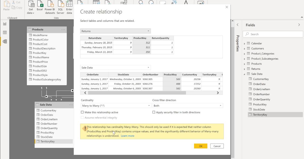 Những lưu ý khi kết nối nhiều bảng trong Data Model với PowerBI