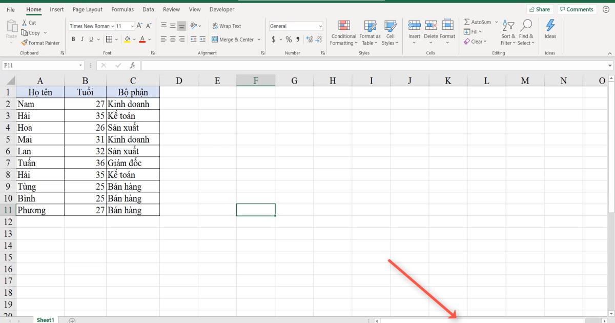 Các thông tin bổ trợ trên màn hình giúp Excel làm việc hiệu quả hơn