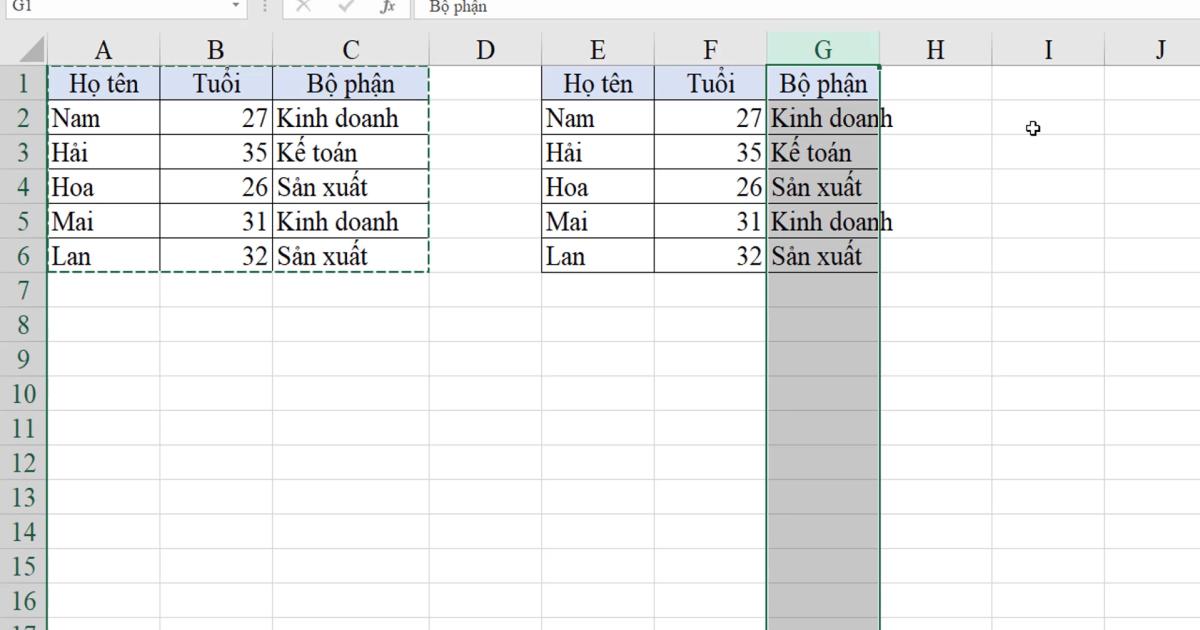 Một số thao tác Excel thường dùng với đối tượng Ô, vùng ô
