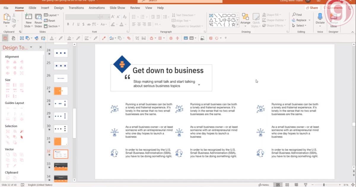 Căn gióng tự động trong Powerpoint