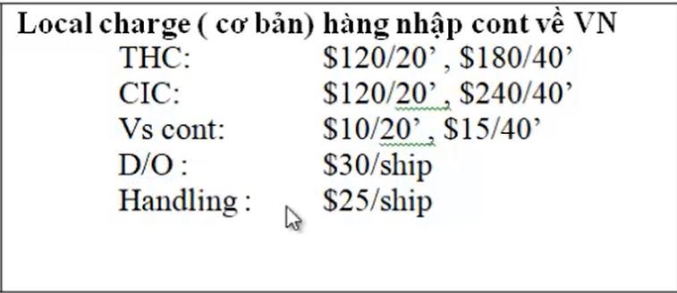 Báo giá phụ phí Local Charges với hàng Cont trên đường biển
