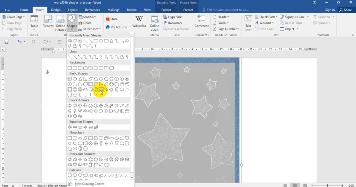 Thao tác chèn, định dạng và chỉnh sửa Shape trong Word