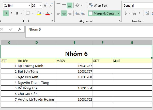 Cách dùng Merge Cell để gộp ô trong Excel