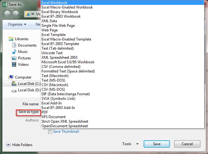 Sử dụng Save và Save as để lưu file Excel với các định dạng khác nhau.