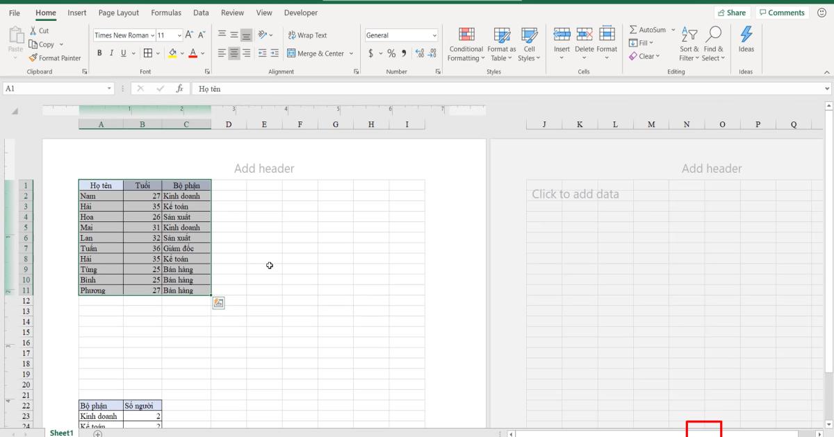 Các thông tin bổ trợ trên màn hình giúp Excel làm việc hiệu quả hơn