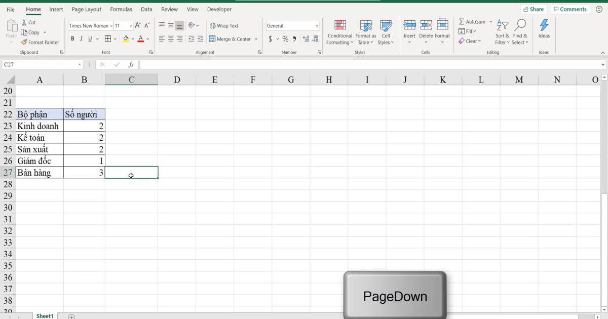 Kỹ thuật và các phím tắt di chuyển nhanh trong vùng dữ liệu Excel